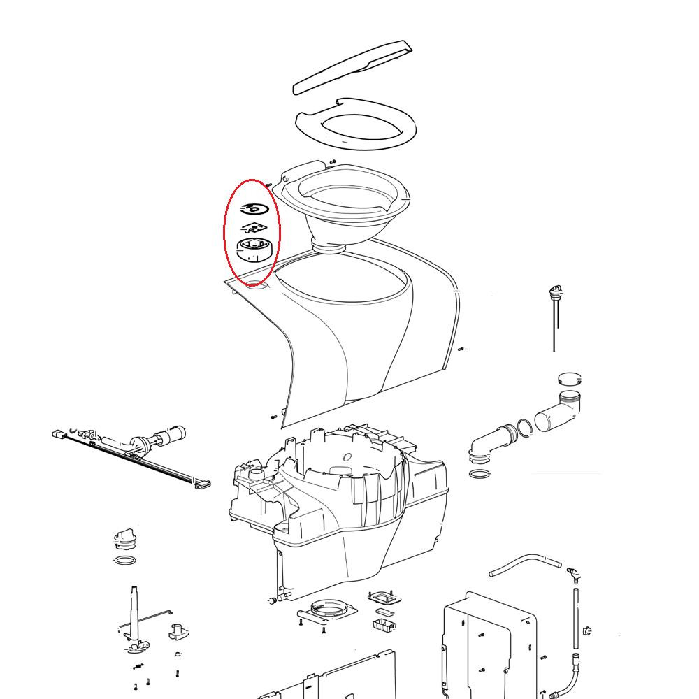 Thetford C500 Controle Knop C versie V2 wit/grijs