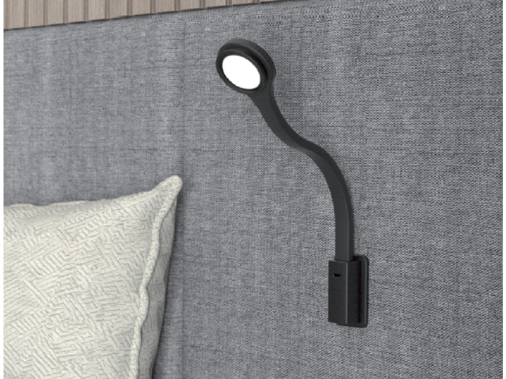 LED Lamp Zwanenhals R2 Flex Rond + USB-C Zwart