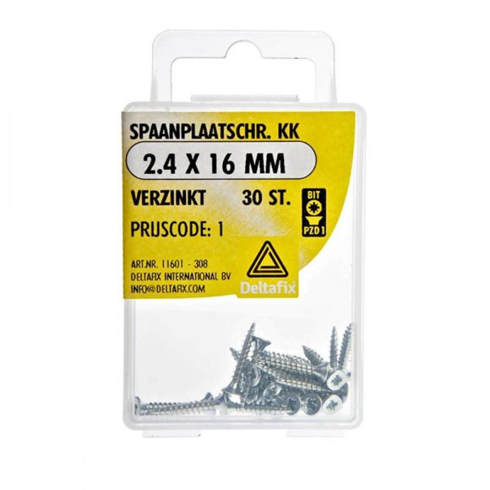 Deltafix Spaanplaatschroef KK 2.4x16mm Set 30st