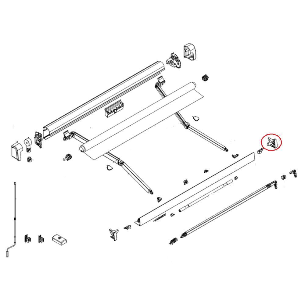 Dometic Eindkap Leadrail Rechts Wit PW1100