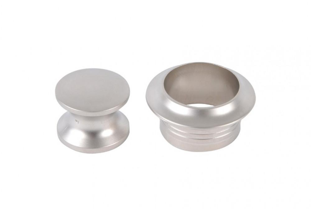 Knop+Ring Pushlock Zilver Mat