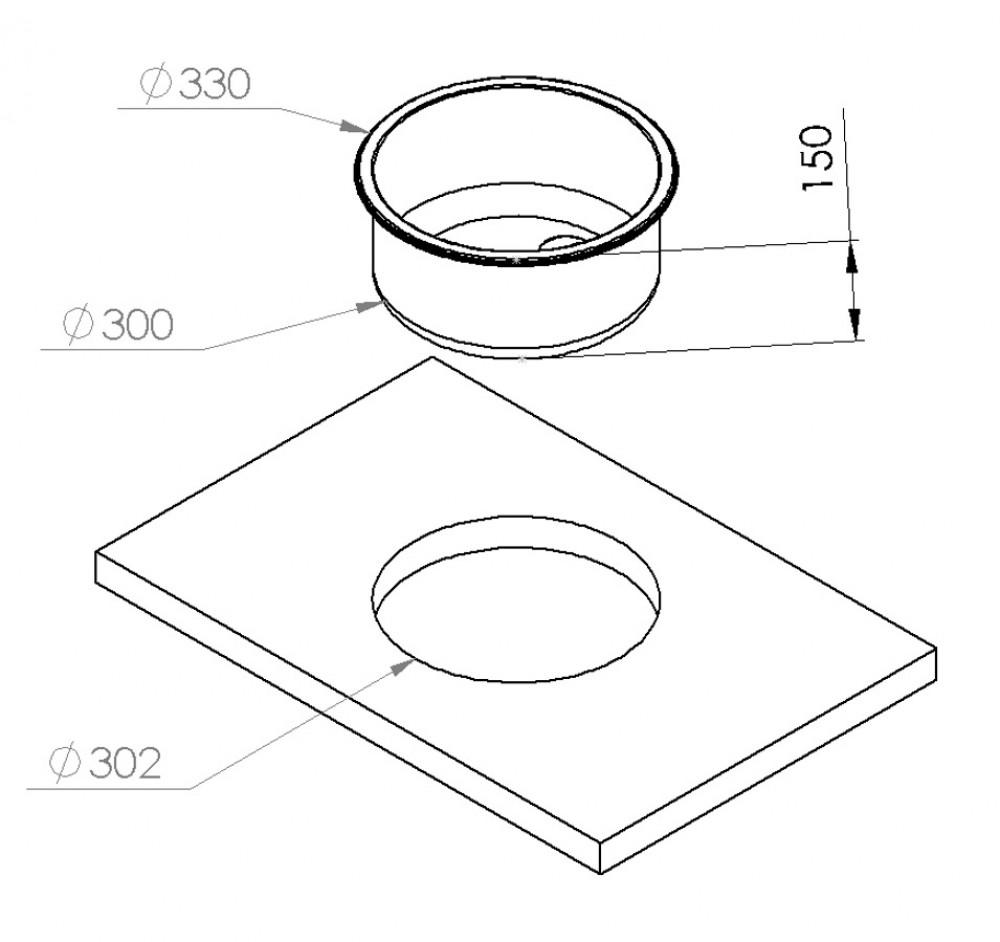 RVS Spoelbak Ø300 – Ø330 H180