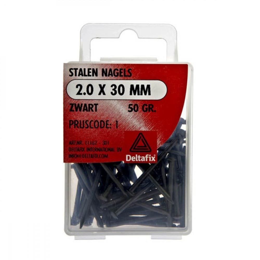 Stalen nagel 2.0x30mm Zwart 50gr.