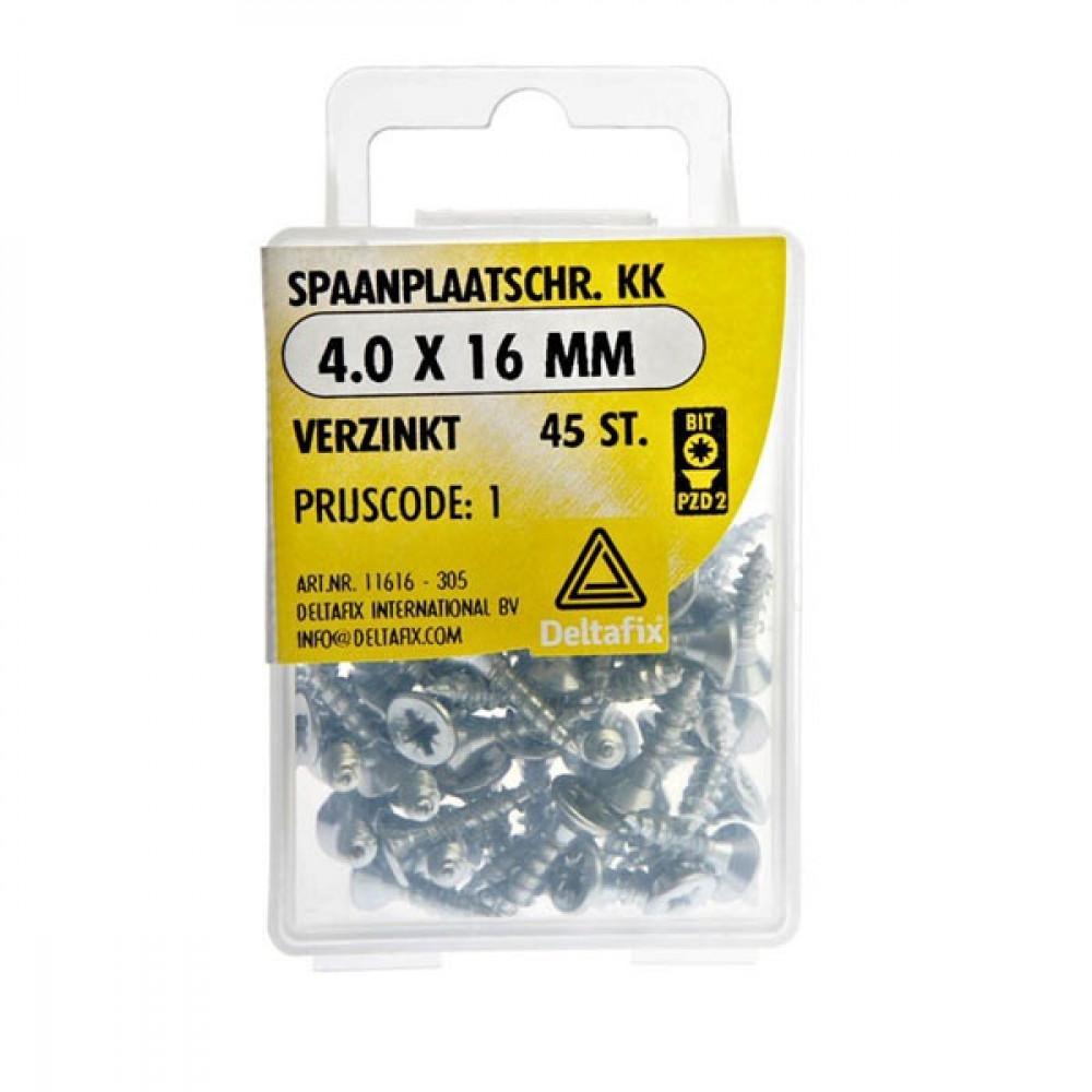 Deltafix Spaanplaatschroef KK 4.0x16mm Set 45st