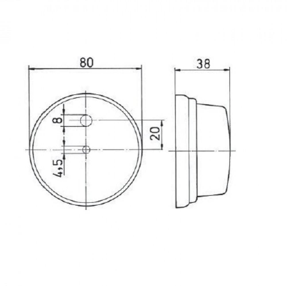 Jokon Breedtelicht PLR272 met Reflector Rond Opbouw Wit 12/24V