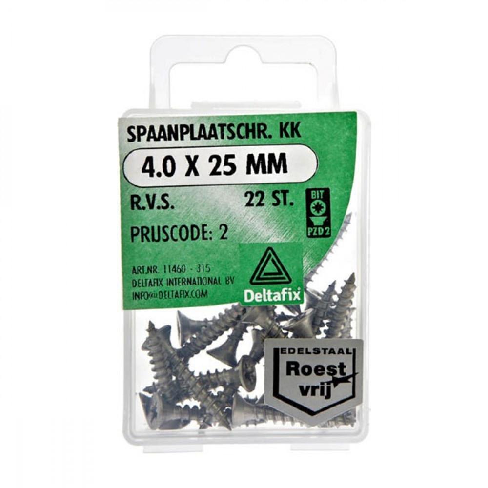 Spaanplaatschroef KK RVS 4.0x25mm Set 22st
