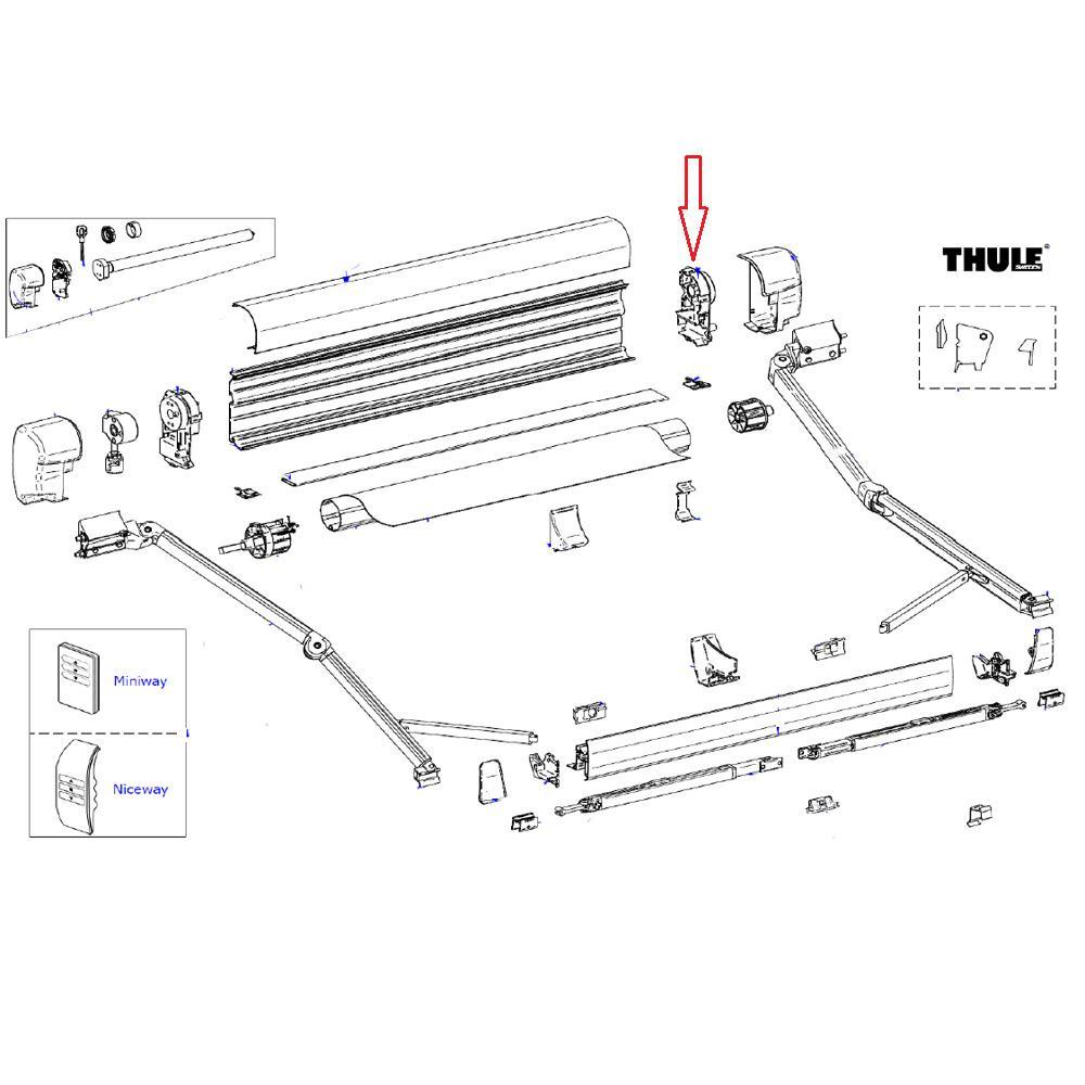 Thule 8000 Eindkap binnenwerk rechts 220V