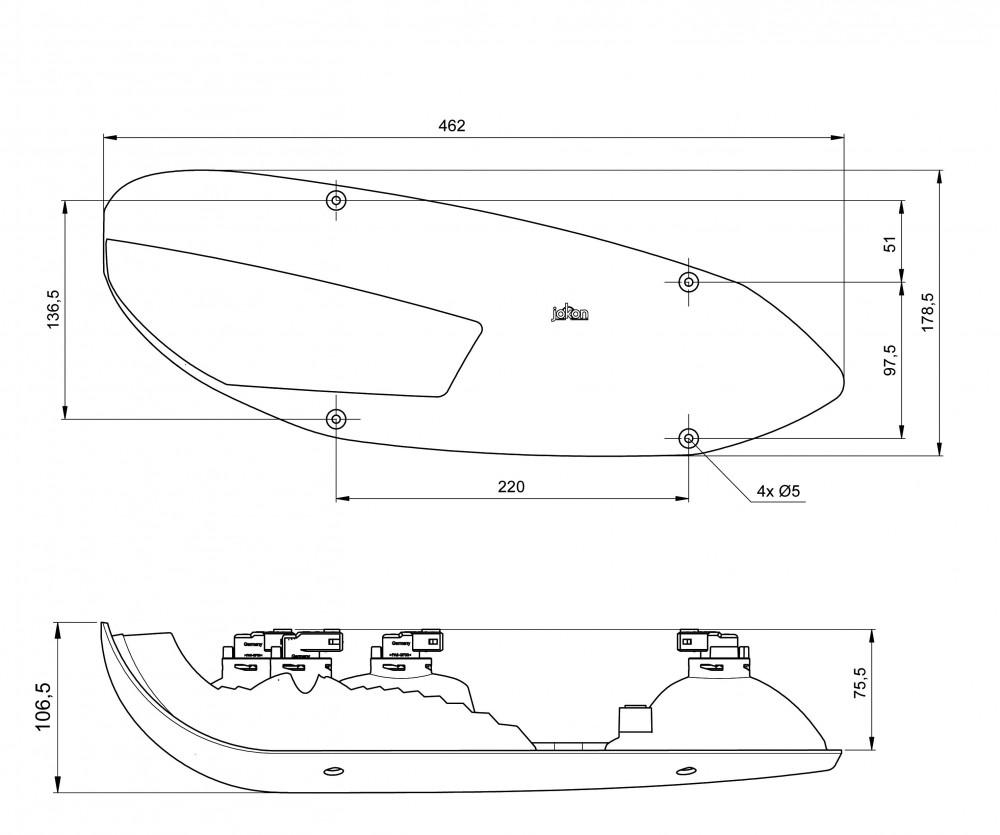 Jokon Achterlicht L3000 Knipper/ Rem/ Mist/ Reflector Rond/ Achteruit Rechts