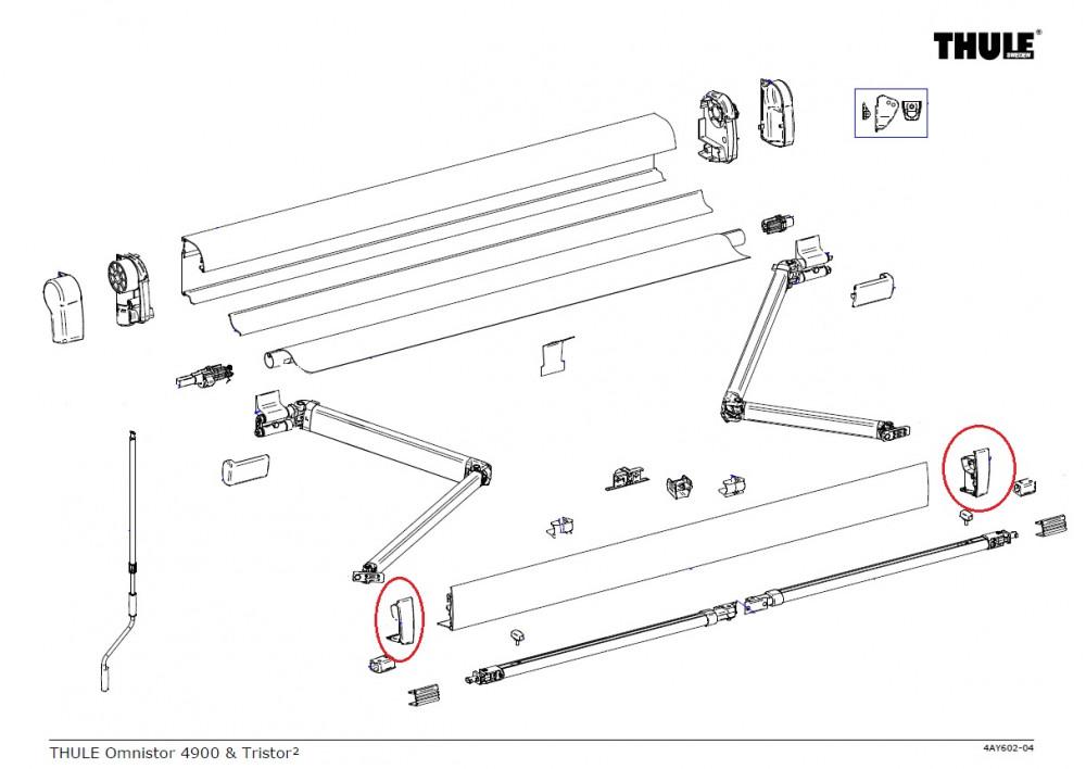 Thule Eindkap Lead Rail LH+RH 4900