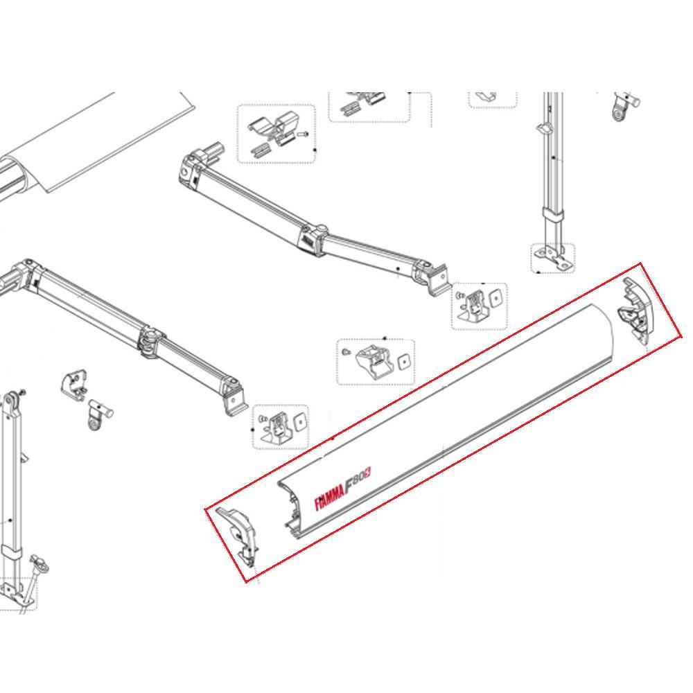 Fiamma F80S Lead Rail met Eindkappen 290 Titanium