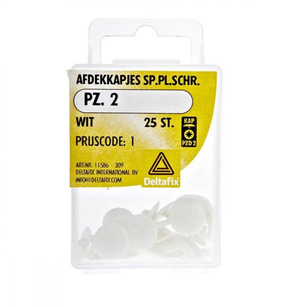 Spaanplaatschroef Afdekkapje PZ.2 Wit Set 25st