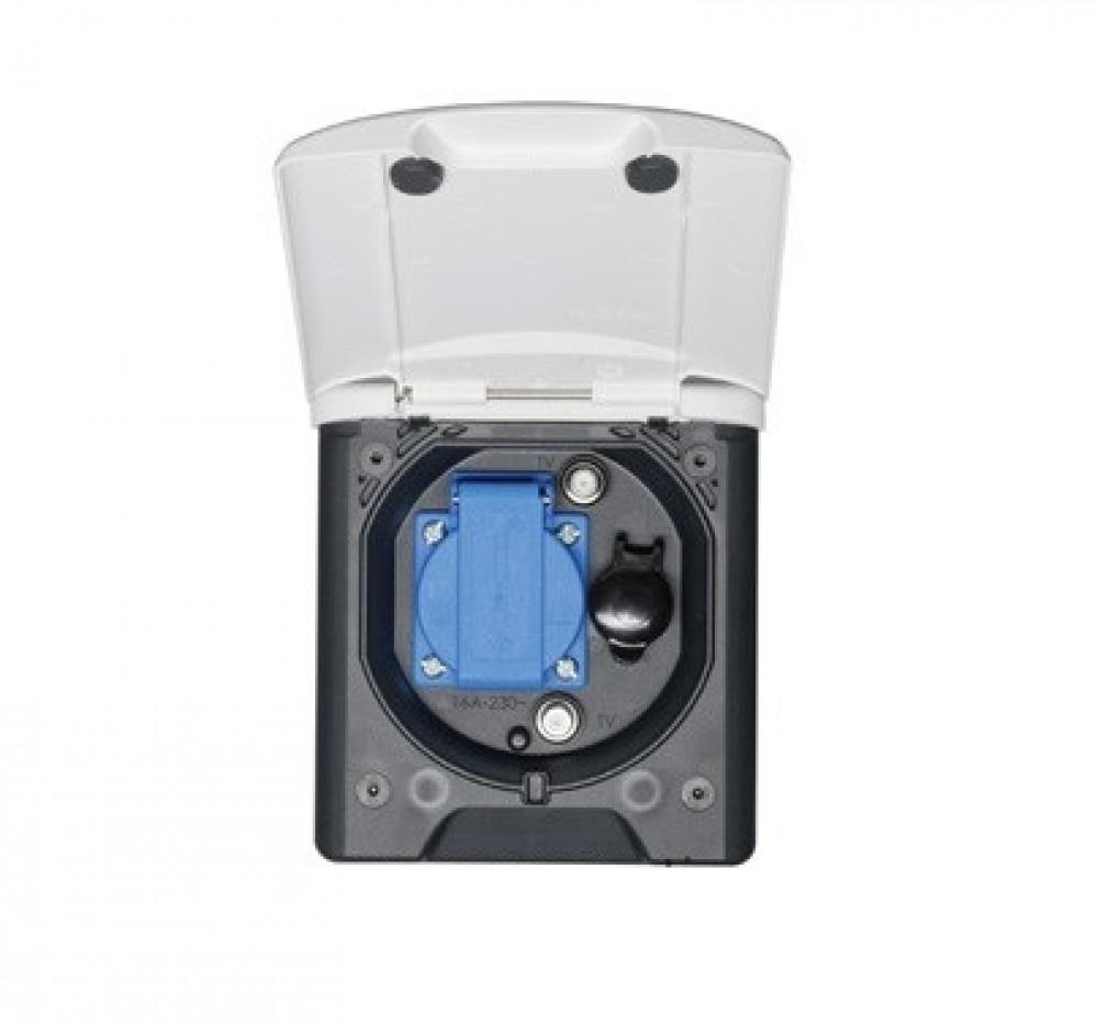 Inbouwstekkerdoos Design 2014 230V/12V/Sat Wit