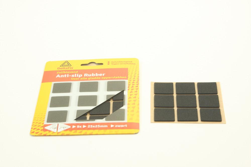 Anti-Sliprubber 25x25mm Zwart 9st