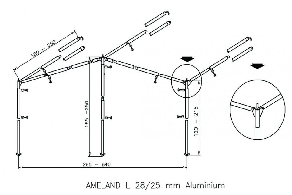 Luifelframe Ameland 28/25mm Alu