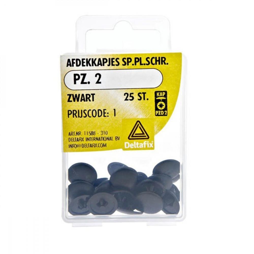 Spaanplaatschroef Afdekkapje PZ.2 zwart Set 25st