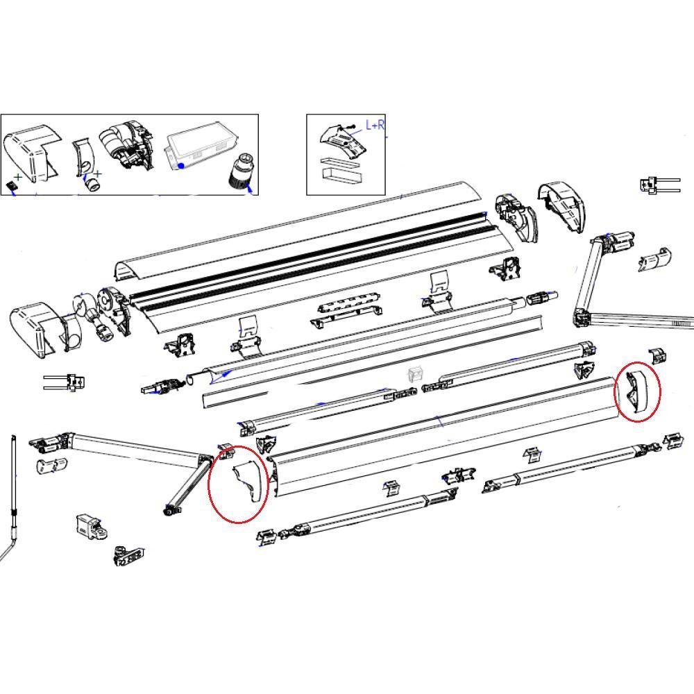 Thule 6300 Eindkap Lead Rail LH+RH Geanodiseerd