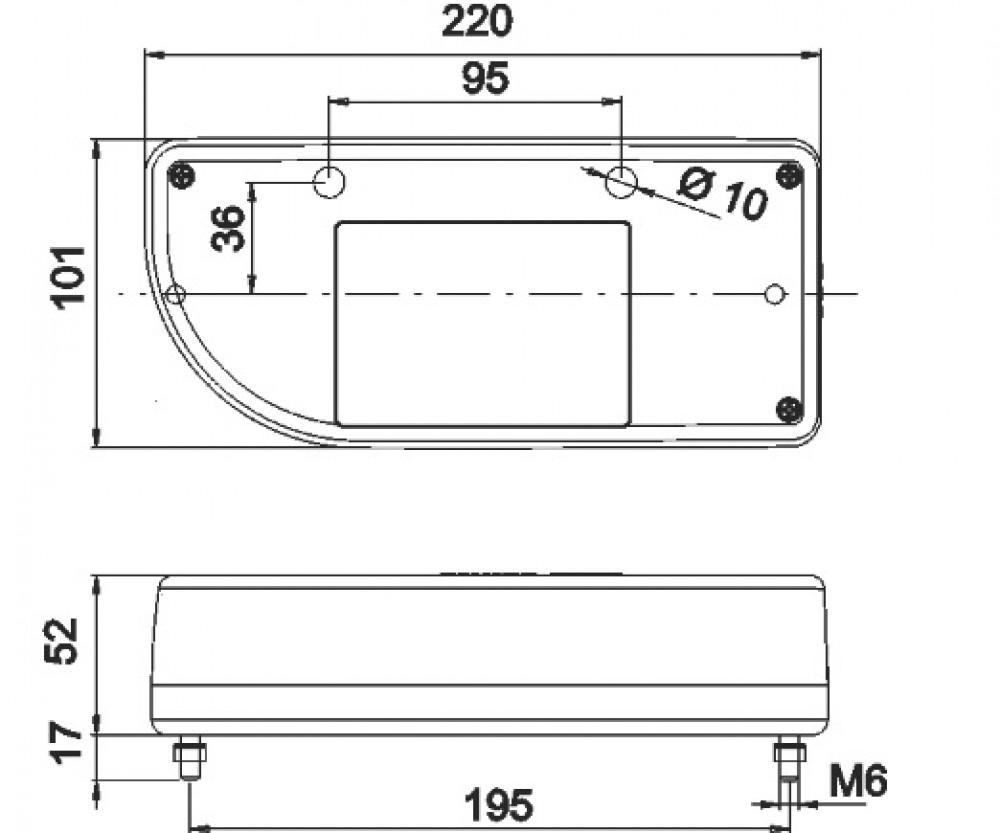 Jokon Achterlicht 821 Rem/ Knipper/ Kenteken/ Mist/ Achteruitrij/ Reflector Opbouw Links