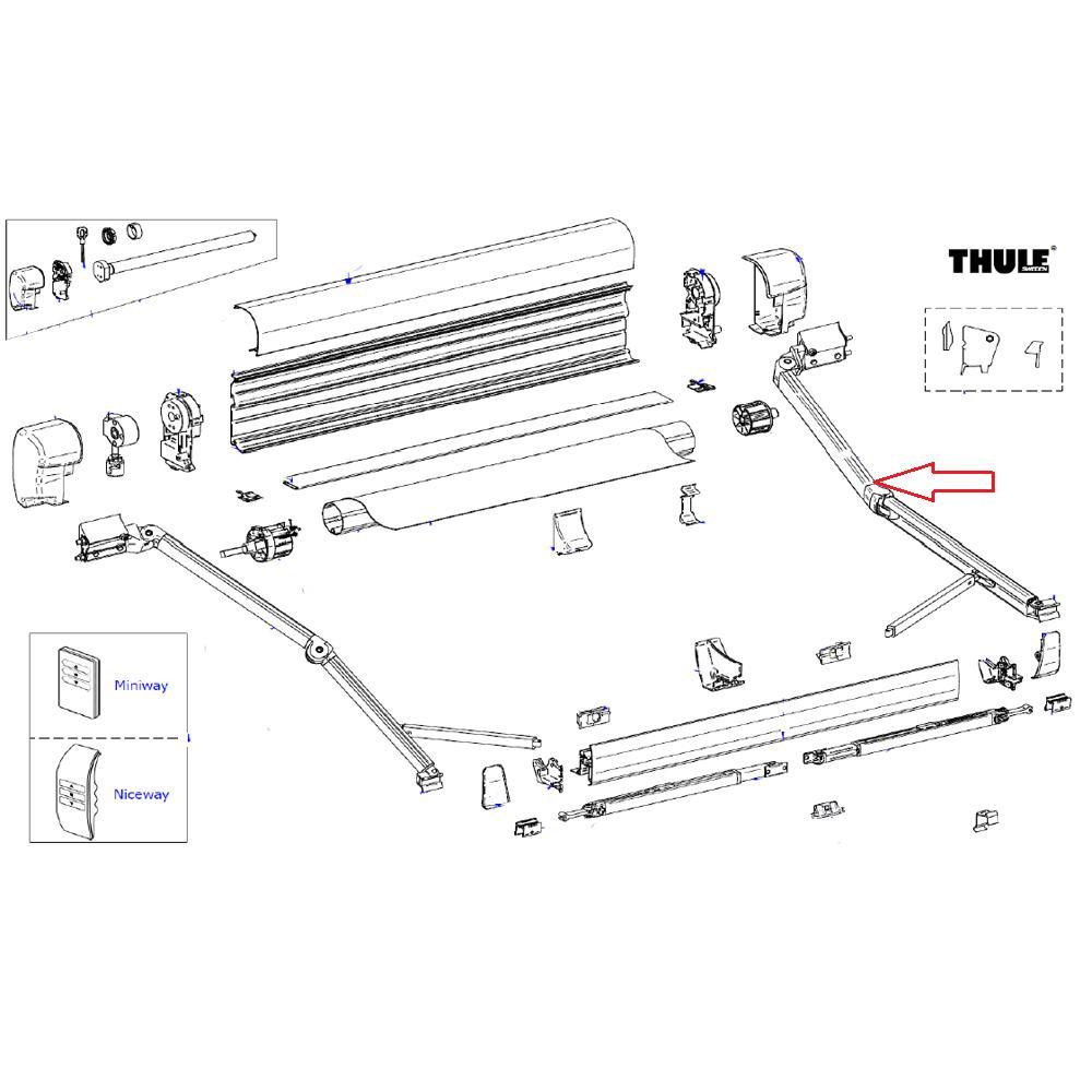 Thule 8000 Knikarm rechts 3.5m