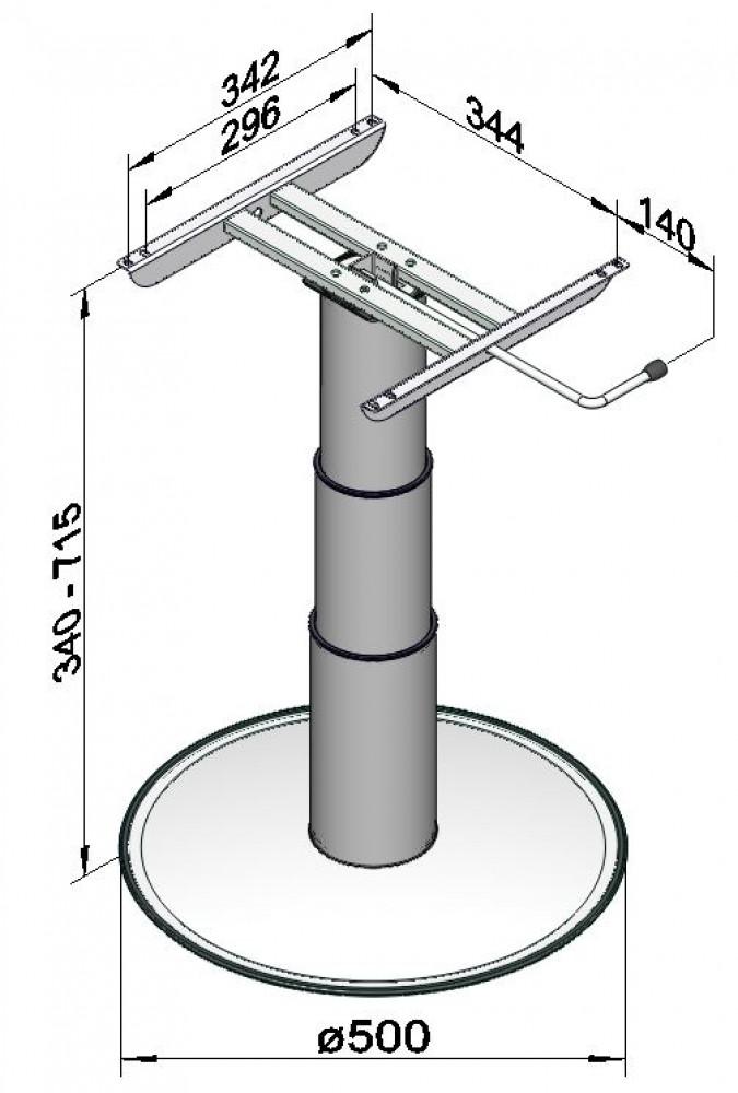 Ilse Vrijstaande Lifttafelpoot 7032 G06 34/71.5cm