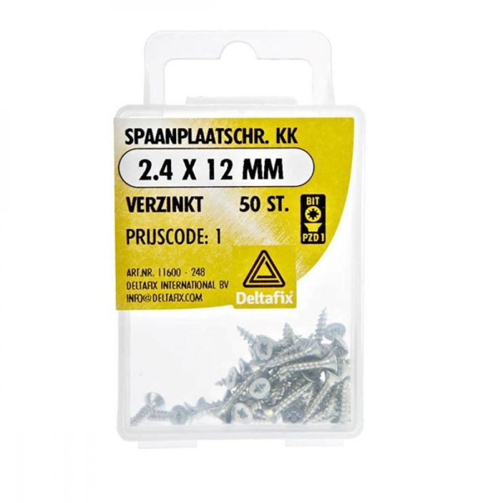 Deltafix Spaanplaatschroef KK 2.4x12mm Set 50st