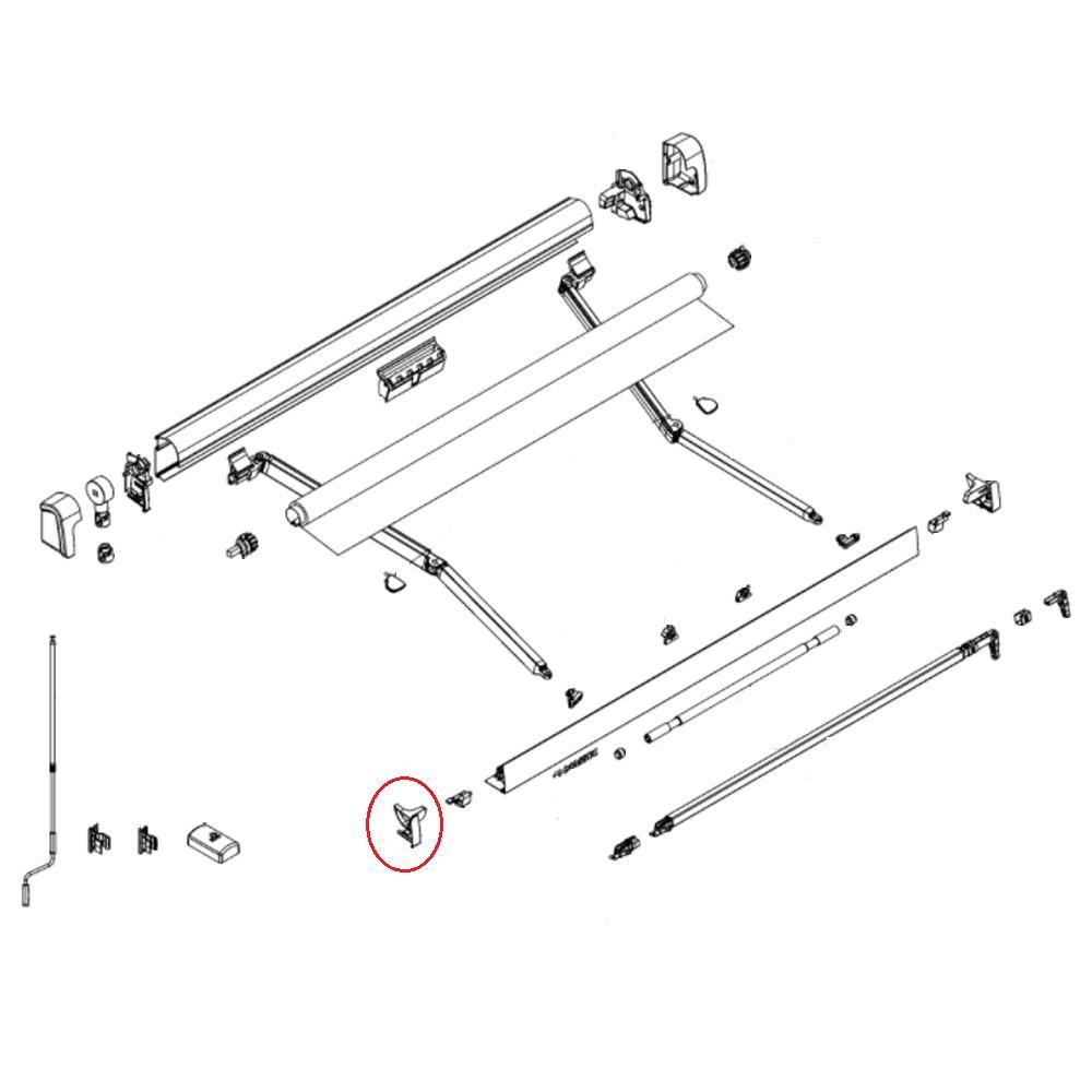 Dometic Eindkap Leadrail Links Antraciet PW1100