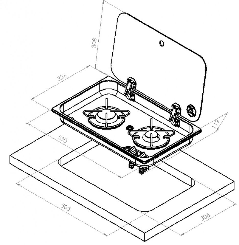 Inbouw Kookplaat 2-Pits 530x326