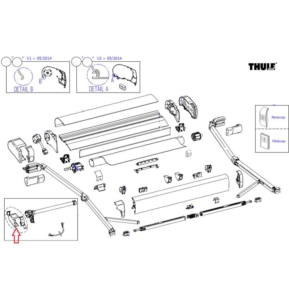 Thule 9200 Main Housing 230V LH Eindkap Wit