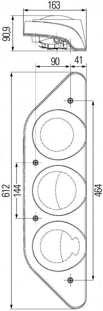 Hella Achterlicht Caraluna Modular Rem/ Knipper/ Mist/ Achteruit/ Zijmarkering Rechts