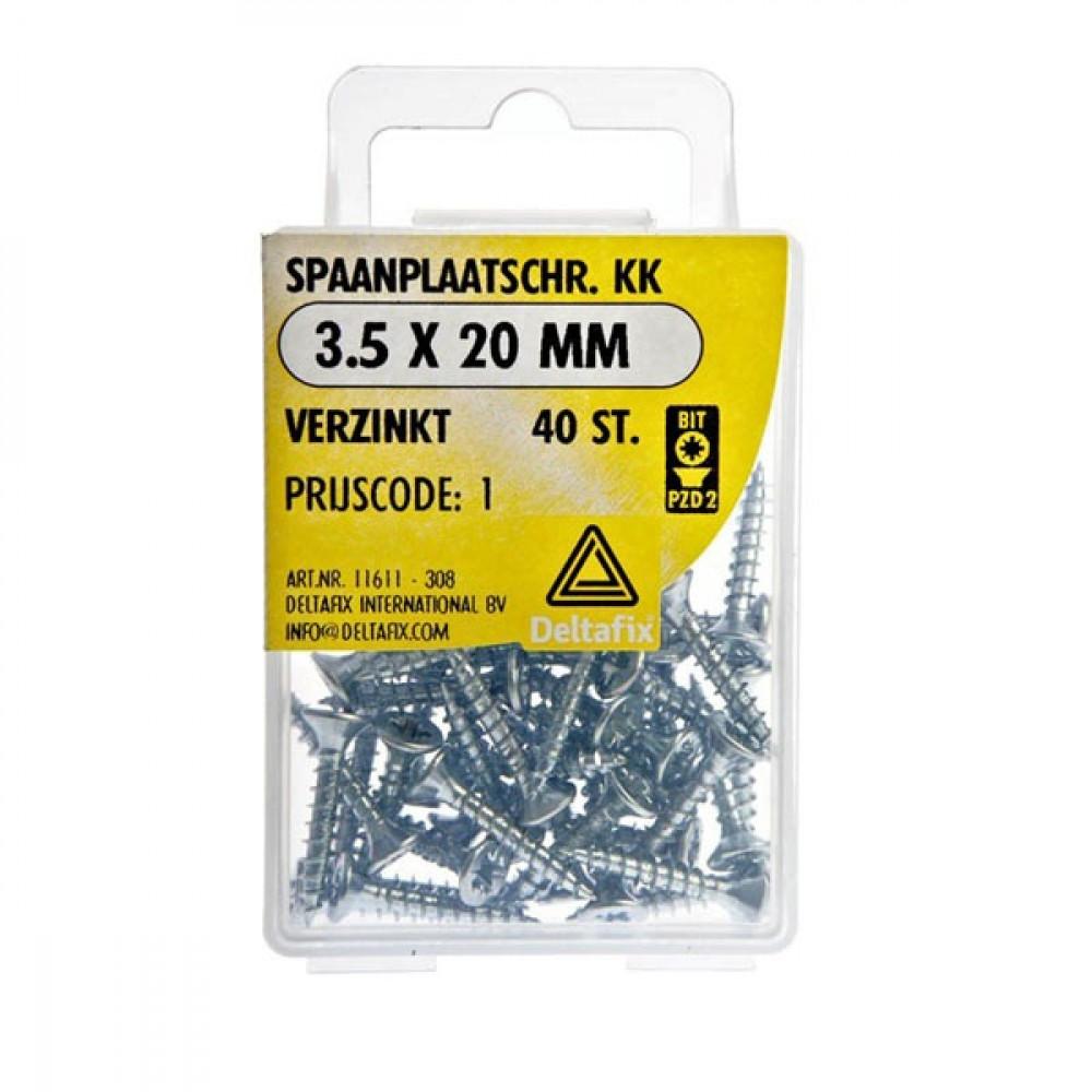 Deltafix Spaanplaatschroef KK 3.5x20mm Set 40st