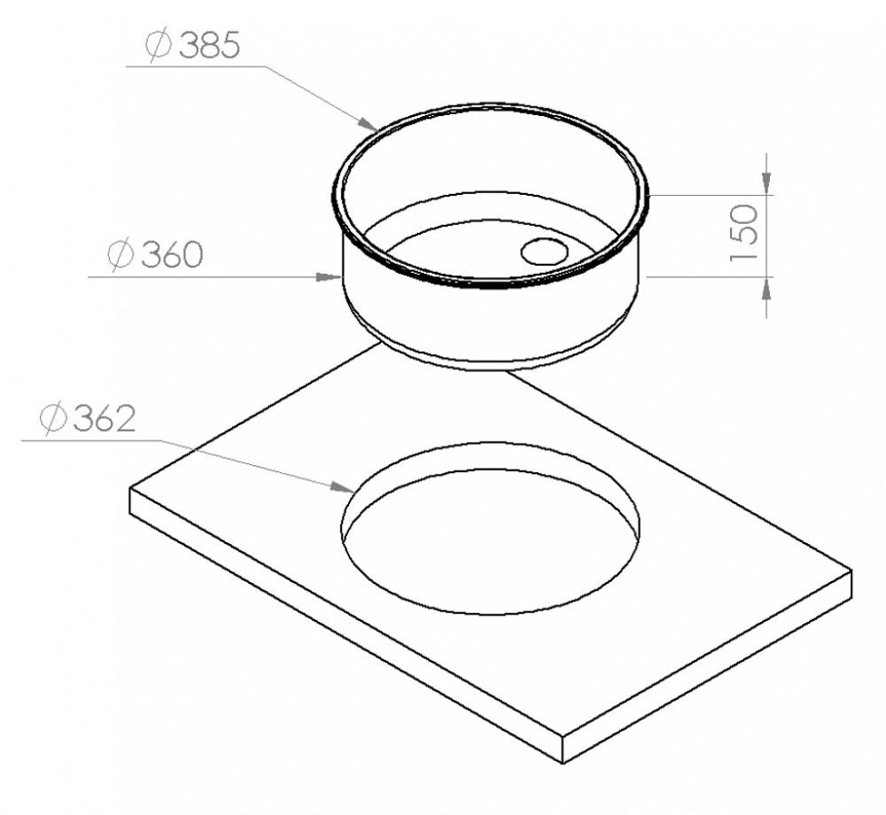 RVS Spoelbak Ø360 – Ø385 H150