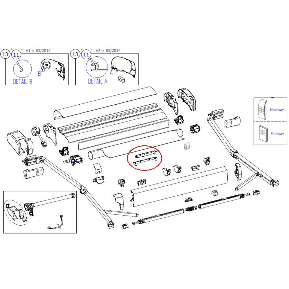 Thule 9200 Center Support Roller Tube