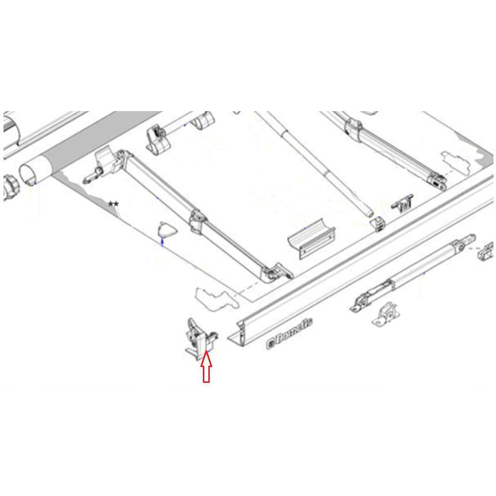 Dometic Eindkap Leadrail Links Geanodiseerd PW1500