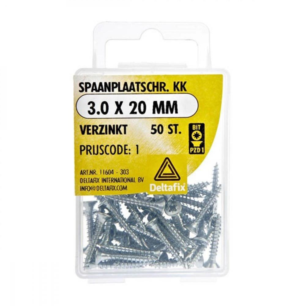 Spaanplaatschroef KK 3.0x20mm Set 50st