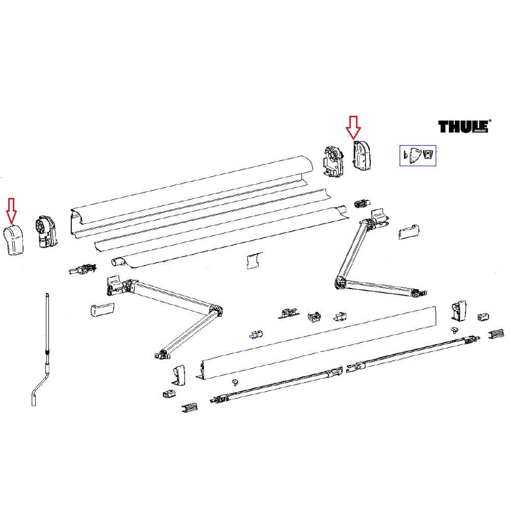 Thule 4900LH&RH Eindkappen Mainh. 4900 antra