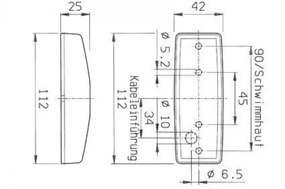 Jokon Breedtelicht PLR1007 met Reflector Rechthoekig Opbouw Wit