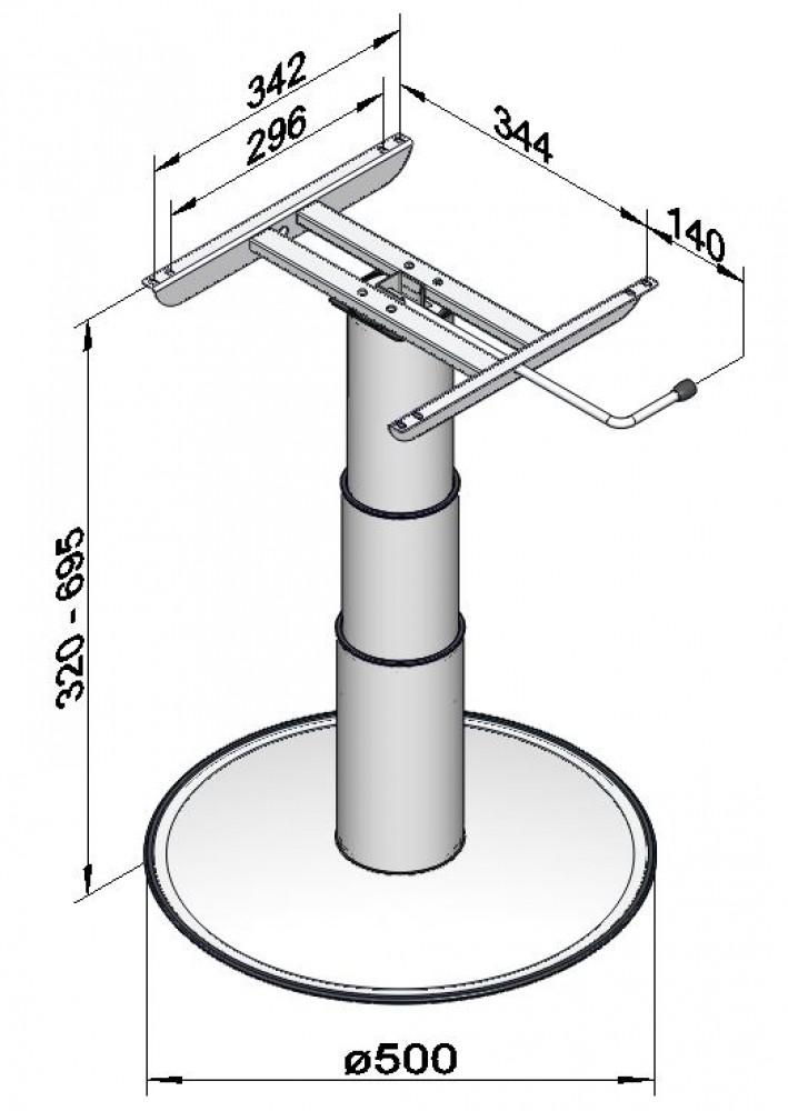 Ilse Vrijstaande Lifttafelpoot 7037 G06 32/69.5cm