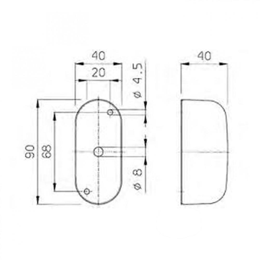 Jokon Markering SPL2000 Ovaal Opbouw Rood/Wit 12/24V
