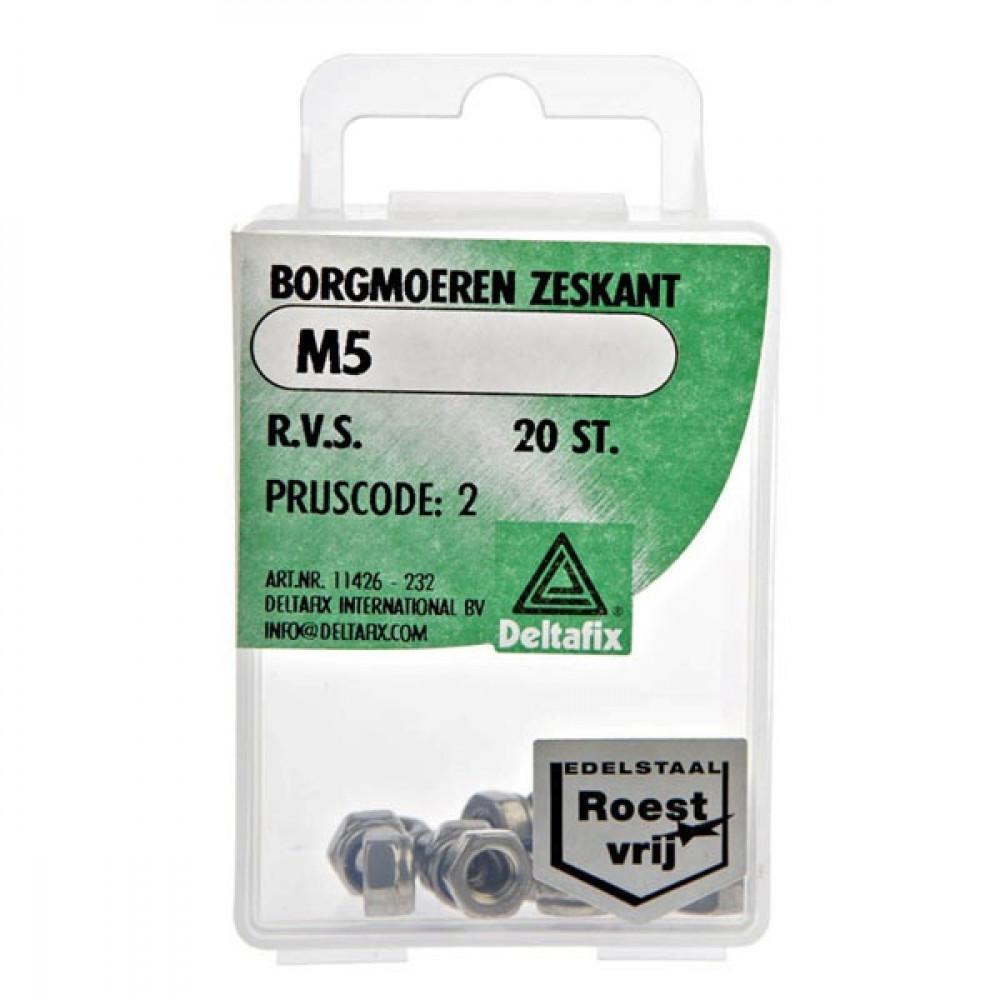 Borgmoer Zeskant RVS M5 20st