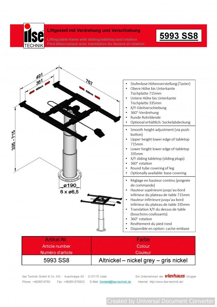 Ilse Lifttafelpoot Draai- & Schuifbaar 5993 SS8