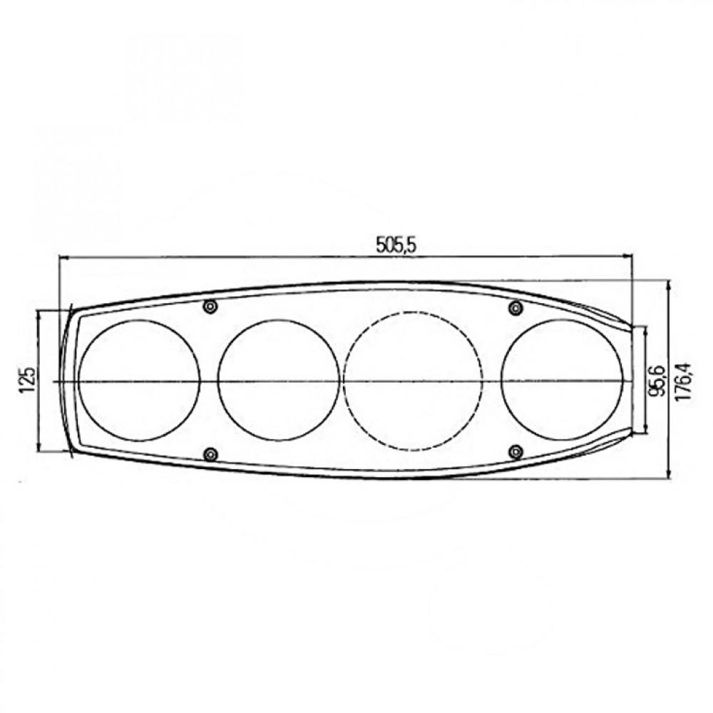 Hella Achterlicht Caraluna II Reflector/ Rem/ Knipper/ Achteruit/ Zijmarkering Camper Rechts