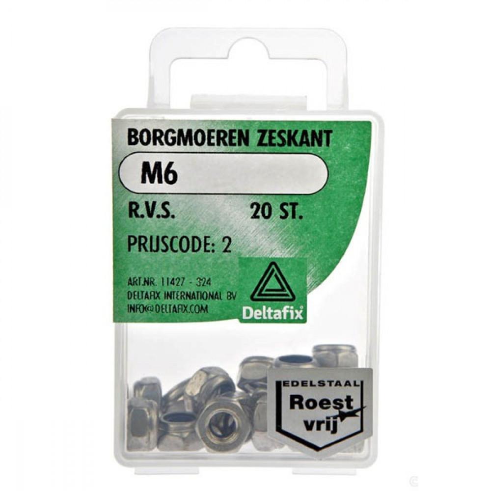 Borgmoer Zeskant RVS M6 20st
