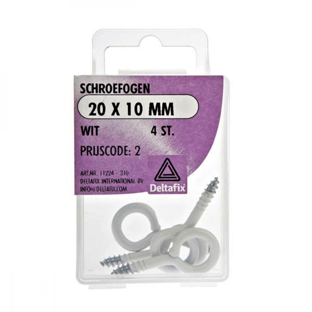 Schroefoog 20x10mm Wit Set 4st