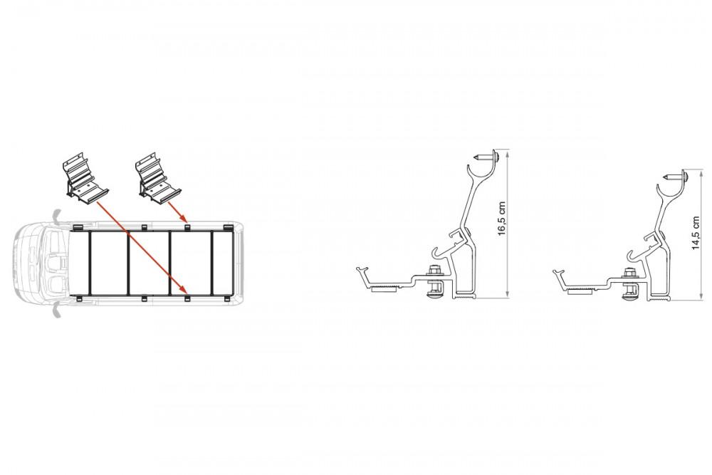 Fiamma Fixing Bar Kit Roof Rail Ducato Extra 14.5cm